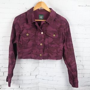 WILD FABLE PURPLE CAMO LONG SLEEVE CROPPED COTTON JACKET SIZE XS